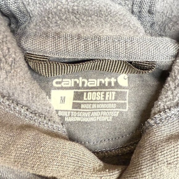 ✅ Mens M Carhartt Loose Fit Midweight Hoodie/Sweatshirt Blue/Gray Orange Logo - Picture 3 of 10